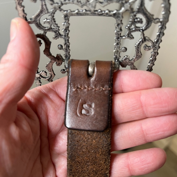 Vintage Ralph Lauren Leather Belt Brown Filigree Silver Buckle S fits 28.5-32.5” - Picture 8 of 9